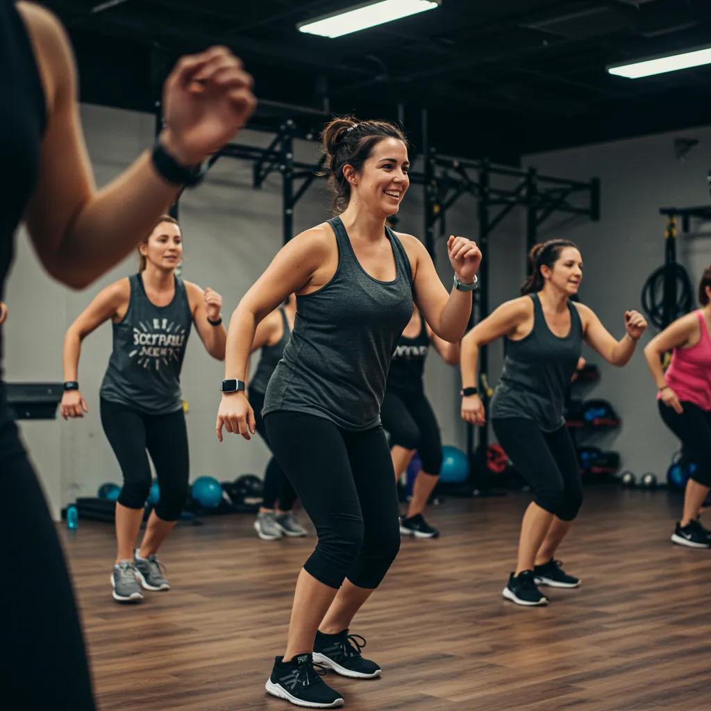 Diverse group fitness class in Upper East Side NYC, showcasing community and motivation in workouts