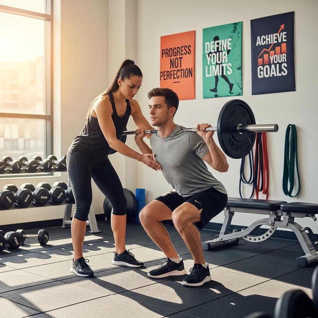 Personal trainer assisting a client with a customized workout, illustrating the benefits of tailored fitness plans